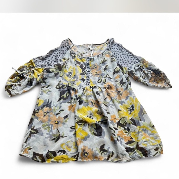 Anthropologie |Edmé & Esylltel 100% Silk Whimsical Floral Sheer Blouse Size - Picture 2 of 8